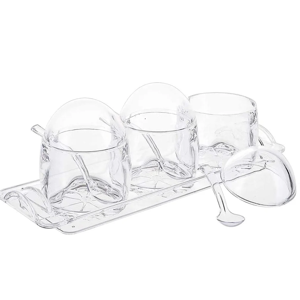 3 Porta Cond. Acrílico com Colher