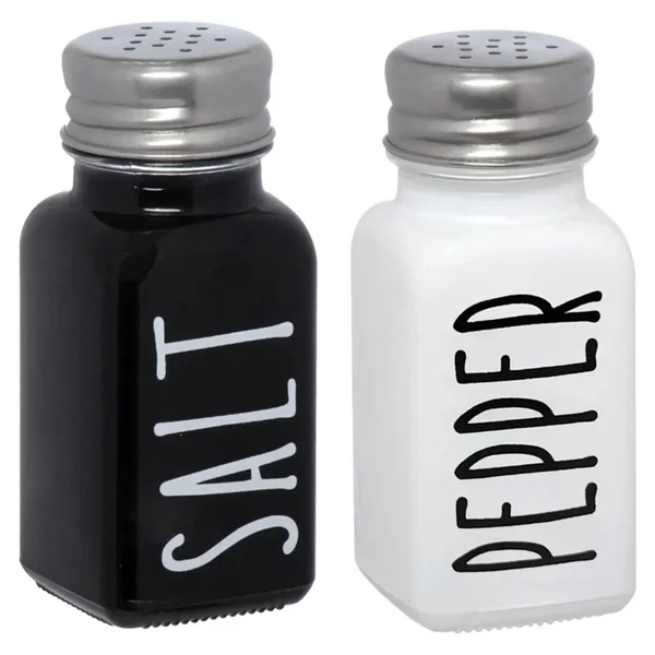 Kit Saleiro e Pimenteiro de Vidro Preto e Branco