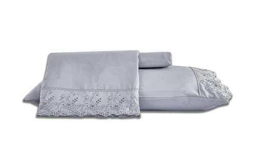 Bordado Inglês 4 peças Cinza