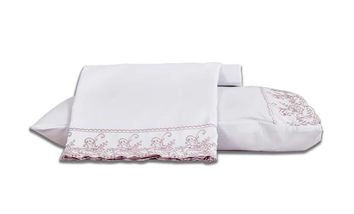 Bordado Inglês 4 peças Branco/Rosê