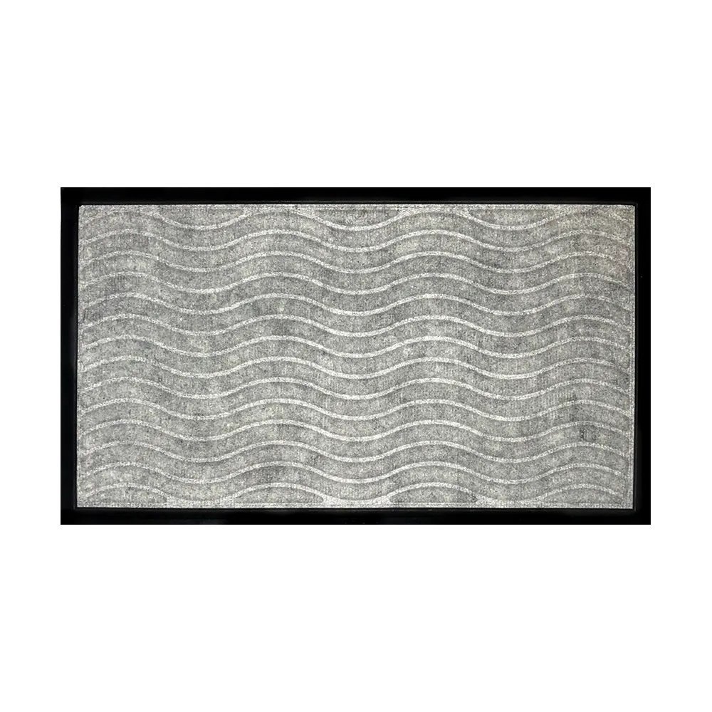 Tapete De Porta Capacho Fenice Texturas 70x40cm - Komeco - Ondas Cinza